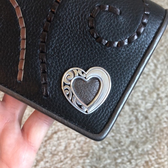 New Brighton black leather silver heart swirl large wallet credit card - Picture 8 of 9
